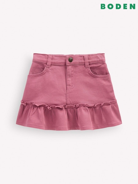 Pink - Boden Frill Hem Denim Skirt