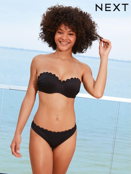 Black Padded Bandeau Top Scalloped Bikini (629503) | €13