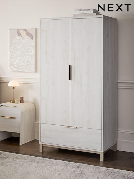 White Bronx Oak Effect Double, 1 Drawer Wardrobe (629505) | €610