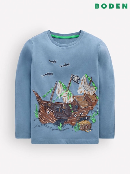 Blue - Boden Glow Superstitch T-shirt