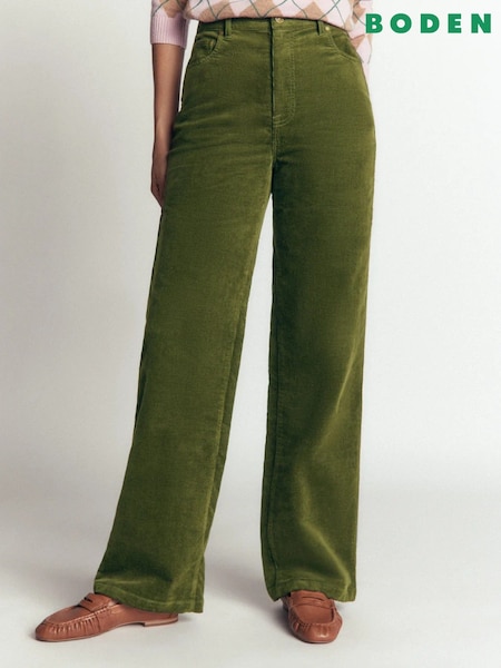 Green - Boden High Rise Cord Column Jeans