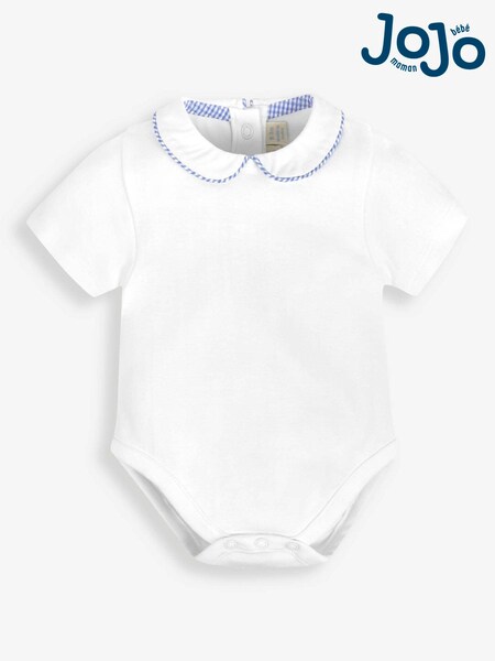 JoJo Maman Bébé White Woven Collar Bodysuit (629630) | AED70