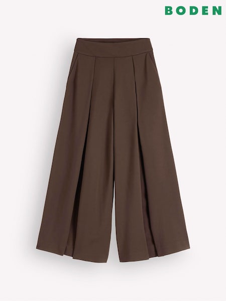 Brown - Boden Single Pleat Culottes