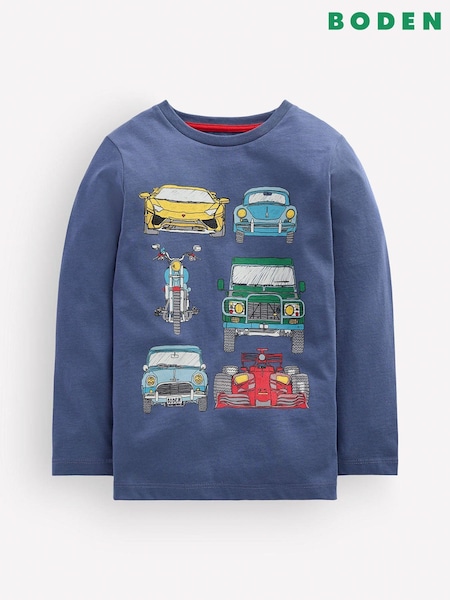 Blue - Boden Front & Back Printed T-shirt