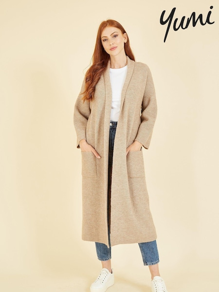 Yumi Cream Knitted Maxi Cardigan with Pockets (629944) | €69