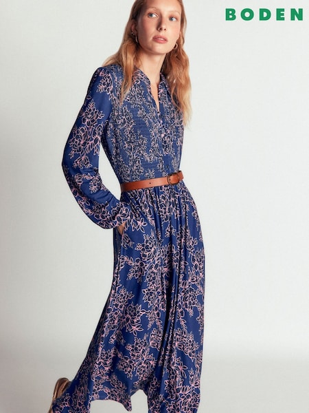 Blau - Boden Gesmoktes Jersey-Hemdkleid
