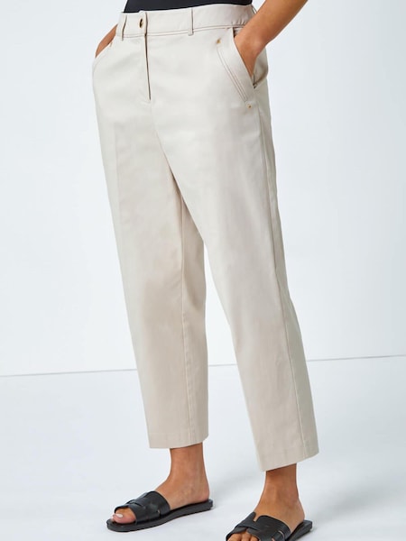 Roman Natural Petite Cotton Blend Tailored Trousers (630047) | $69