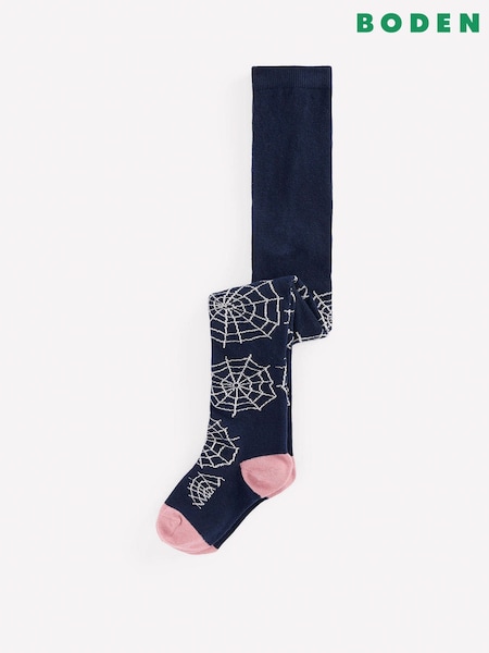Blue - Boden Patterned Halloween Tights