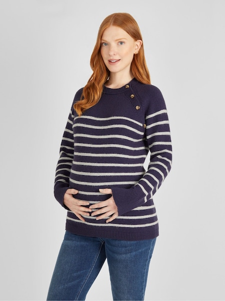 Marineblau - JoJo Maman Bébé Gestreifter Schulterpullover für Mutterschaft und Stillzeit mit Knopfverschluss​​​​​​​ (630120) | 63 €
