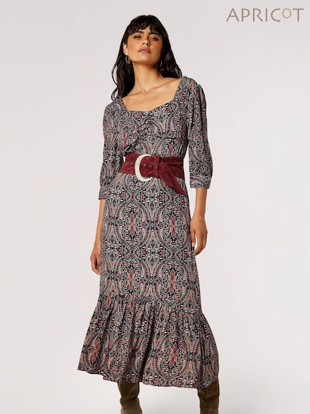 Apricot Black Paisley Long Sleeve Dress (630196) | €21.50