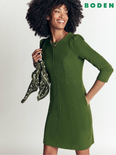 Green - Boden Marla Cotton Blend Panel Dress