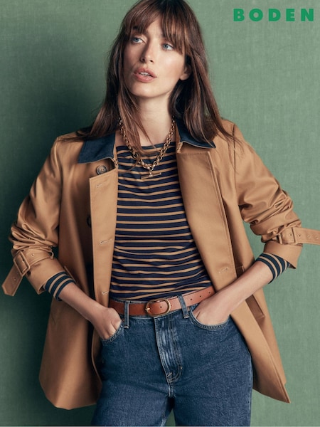 Blue - Boden Square Neck Long Sleeve T-shirt