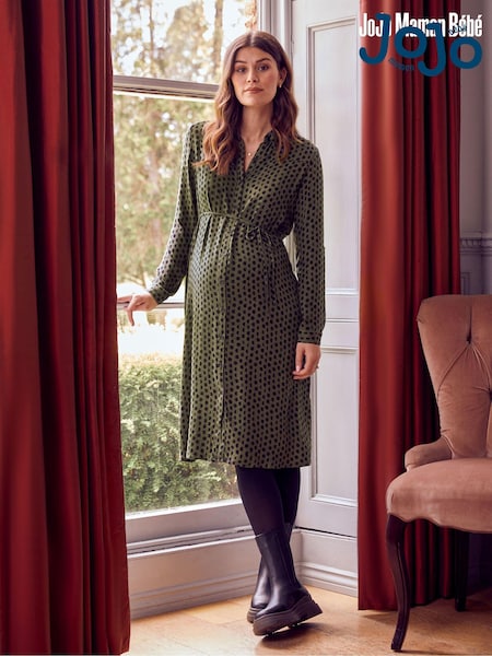 JoJo Maman Bébé Khaki Spot Maternity Shirt Dress (630434) | €79