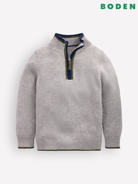 Grigio - Boden Heritage Half-zip Jumper