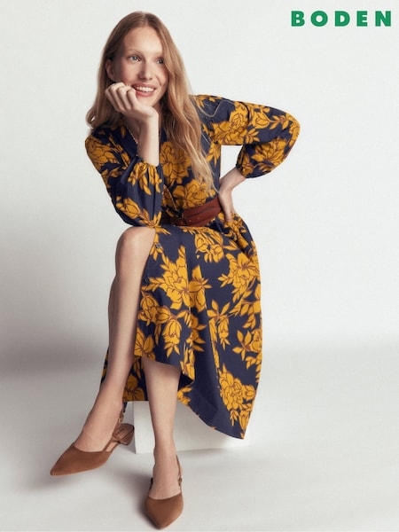 Or - Robe mi-longue en coton Nicola de Boden