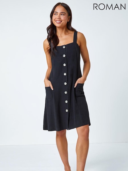 Roman Black Petite Button Front Pocket Dress (630646) | €26