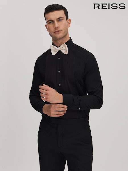 Reiss Black Marcel - Double Cuff Slim Fit Double Cuff Tuxedo Shirt (630655) | €168