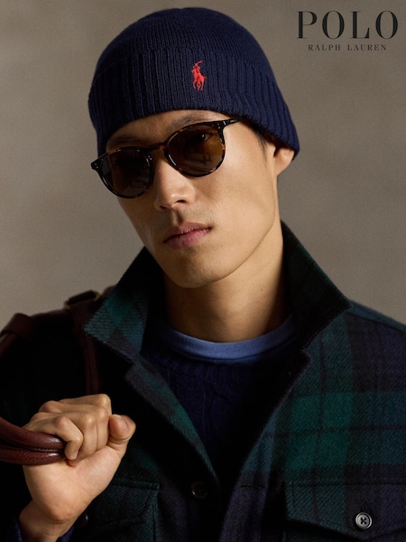 Sininen - Regular Polo Ralph Lauren Merino Wool Beanie