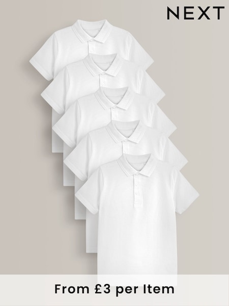 Blanco - Cotton School Short Sleeve 100% Cotton Polo Shirts 5 Pack (3-16yrs) (631025) | 21 € - 37 €