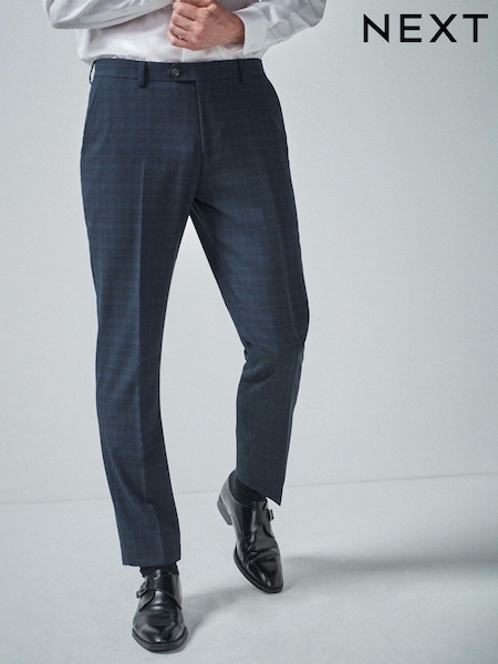 Navy Blue Tailored Check Suit: Trousers (631035) | €10