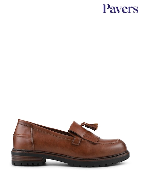 Brown - Pavers Wide Fit Tassel Moccasins