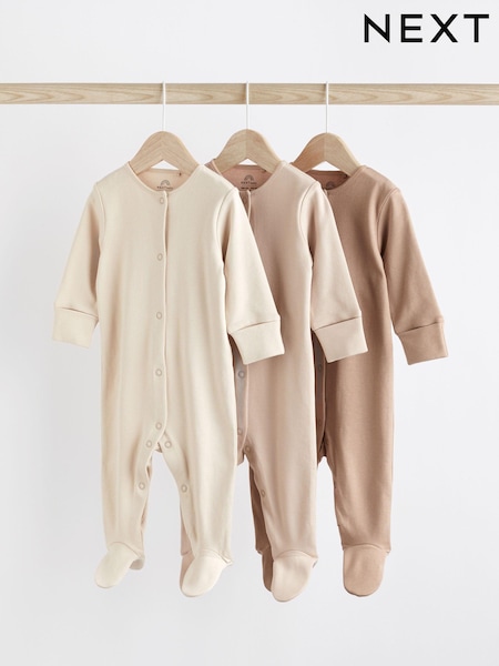 Béžová - Baby 100% Cotton Sleepsuits 3 Pack (0-3yrs) (631259) | €17 - €20
