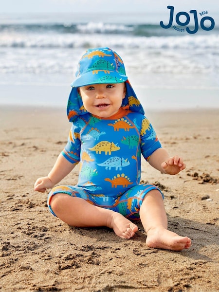 JoJo Maman Bébé Blue Dinosaur UPF 50 1-Piece Sun Protection Suit (631605) | €40