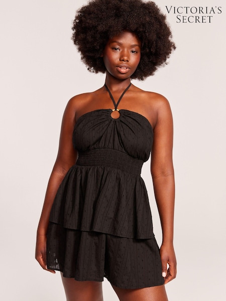 Victoria's Secret Black Dobby Halterneck Beach 100% Cotton Dress (631656) | €17.50