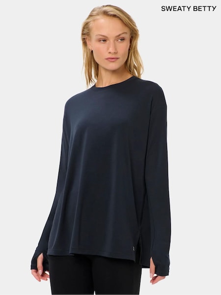 Blå - Sweaty Betty Soft Flow Studio Langermet Topp