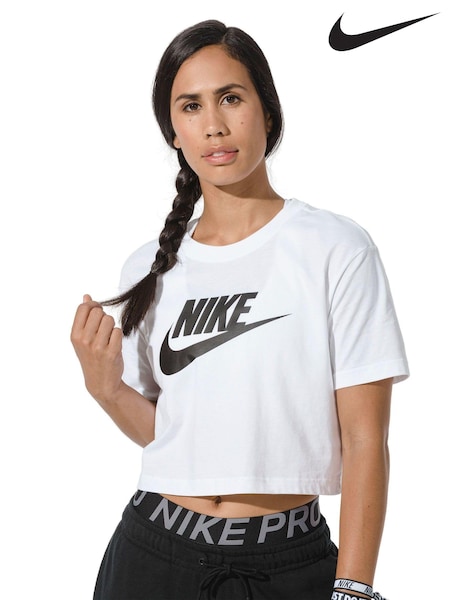 Nike White Essential Futura Cropped T-Shirt (631752) | €14