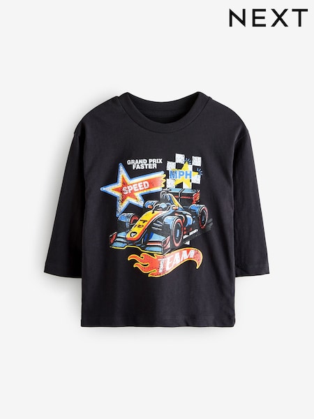 أسود - 100% Cotton Long Sleeve Transport T-Shirt (3mths-7yrs) (631861) | ‏28 د.إ.‏ - ‏ 35‏ د.إ.