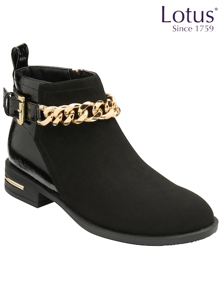 Lotus Black Zip-Up Ankle Boots (631873) | €51