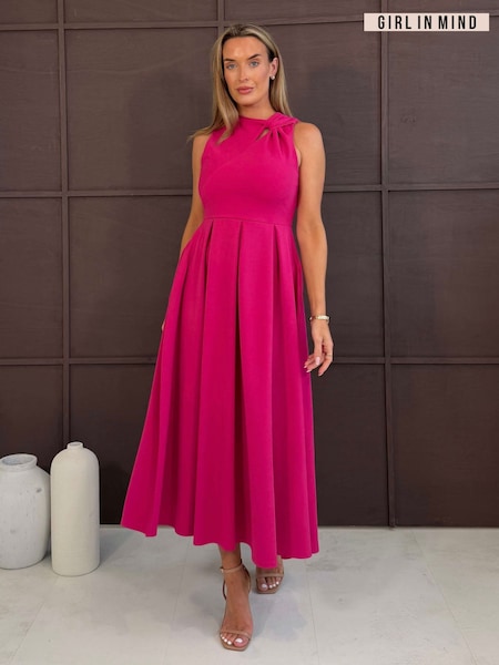 Rosa - Vestido a media pierna Anastasia con detalle de nudo de Girl In Mind