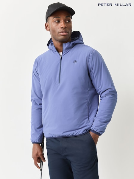 Blau - Regular Peter Millar Ridge Half-zip Hoodie
