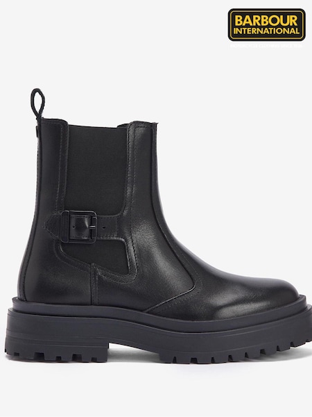 Barbour® International Milla Chunky Leather Chelsea Black Boots (631977) | €108