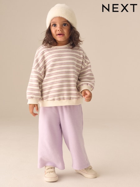 Cream - Long Sleeve Top And Wide Leg Trousers Set (3mths-7yrs)