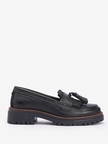 Barbour® Black Dolores Tassle Trim Leather Loafers (632152) | €89