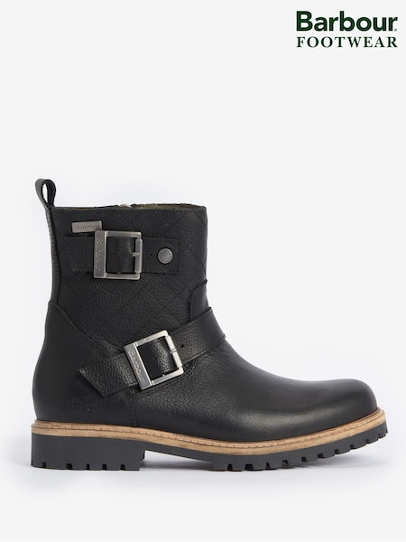 Barbour® Black Bramble Double Buckle Leather Ankle Boots (632330) | €95