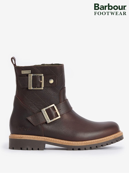 Barbour® Brown Bramble Double Buckle Leather Ankle Boots (632378) | €128
