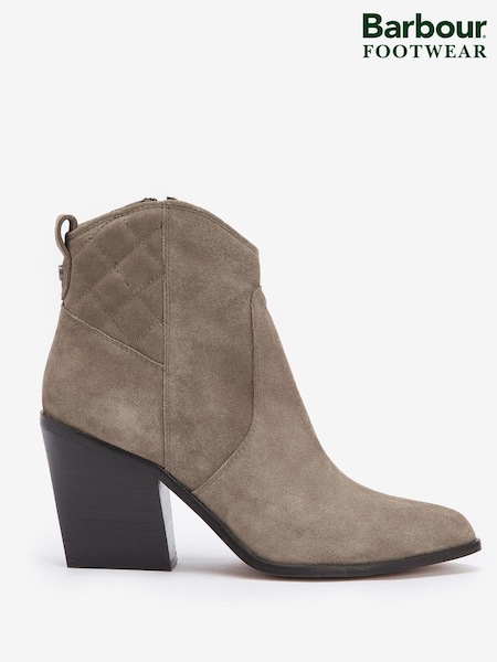 Barbour® Beige Rhonda Western Suede Heel Ankle Boots (632483) | €89