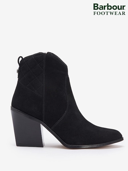 Barbour® Black Rhonda Western Suede Heel Ankle Boots (632578) | €121