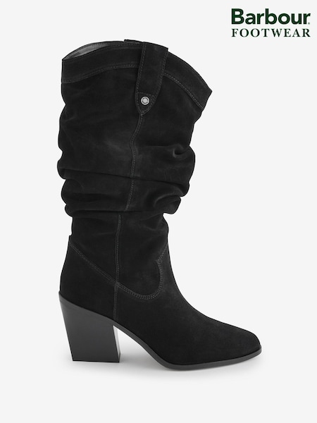 Barbour® Black Corey Western Heel Suede Tall Boots (632676) | €159
