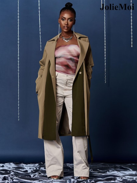 Зеленый - Jolie Moi Two Tone Contrast Trench Coat (632948) | €44