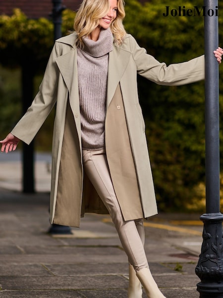 Jolie Moi Cream Two Tone Contrast Trench Coat (632968) | €66