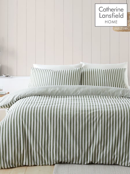 Catherine Lansfield Brushed 100% Cotton Stripe Duvet Cover Set (633122) | 28 € - 50 €