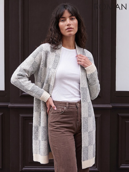 White - Roman Soft Pattern Cardigan