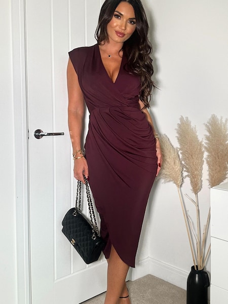 AX Paris Purple Plum Wrap Draped Midi Dress (633516) | €16
