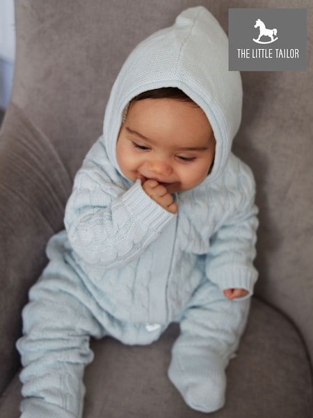 Sininen - The Little Tailor Baby 100% Cotton Soft Knitted Pramsuit (633624) | €63