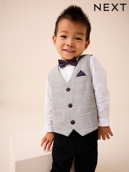 Grey Heritage Waistcoat, Shirt & Bow Tie Set (3mths-9yrs) (633699) | €15 - €16