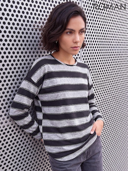 Black - Roman Stripe Jersey Top